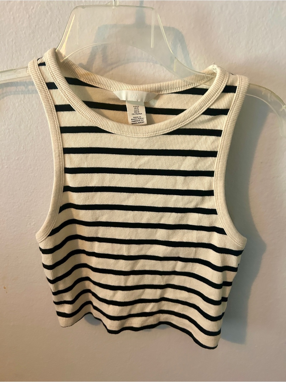 Striped Ribbed Tank Top - Black & Cream